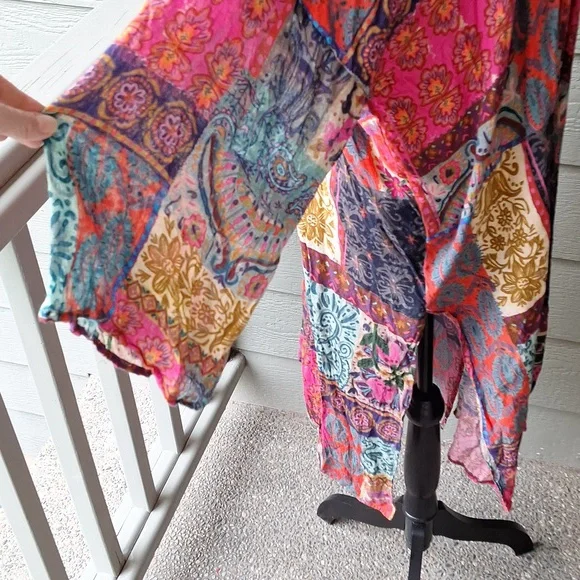 Natural Life Sierra Patchwork Print Duster Size L/XL Boho Multicolor Casual - Picture 7 of 11